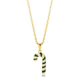 GOLD ENAMEL CANDY CANE NECKLACE