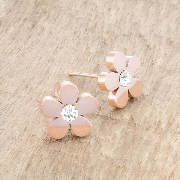 DAISY 0.3 CT CZ ROSE GOLD FLOWER STUD EARRINGS - PIERGIORGIO CERRONI