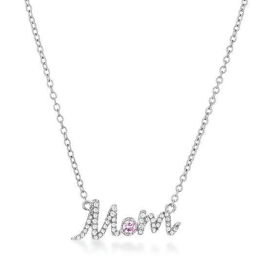 SPARKLING "MOM" SCRIPT NECKLACE