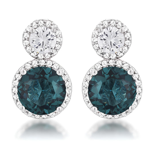 10 CT RHODIUM BLUE GREEN SNOWMAN CZ EARRINGS