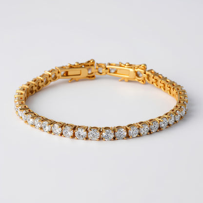 17.6 CT GOLD TENNIS BRACELET WITH SHIMMERING ROUND CZ