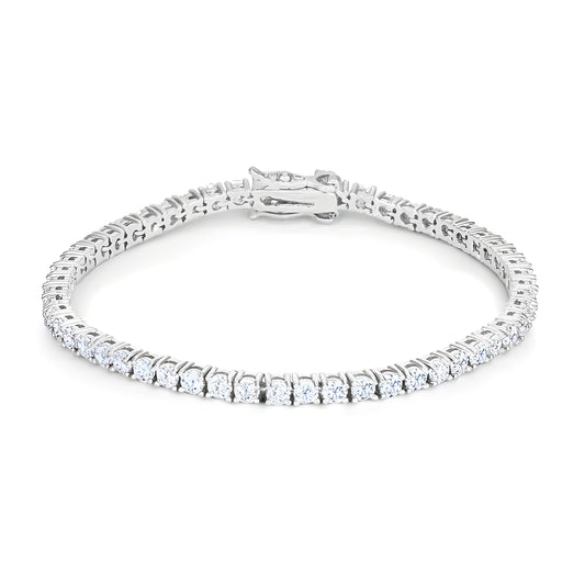 SILVERTONE FINISH VICTORIAN CZ TENNIS 7 INCH BRACELET