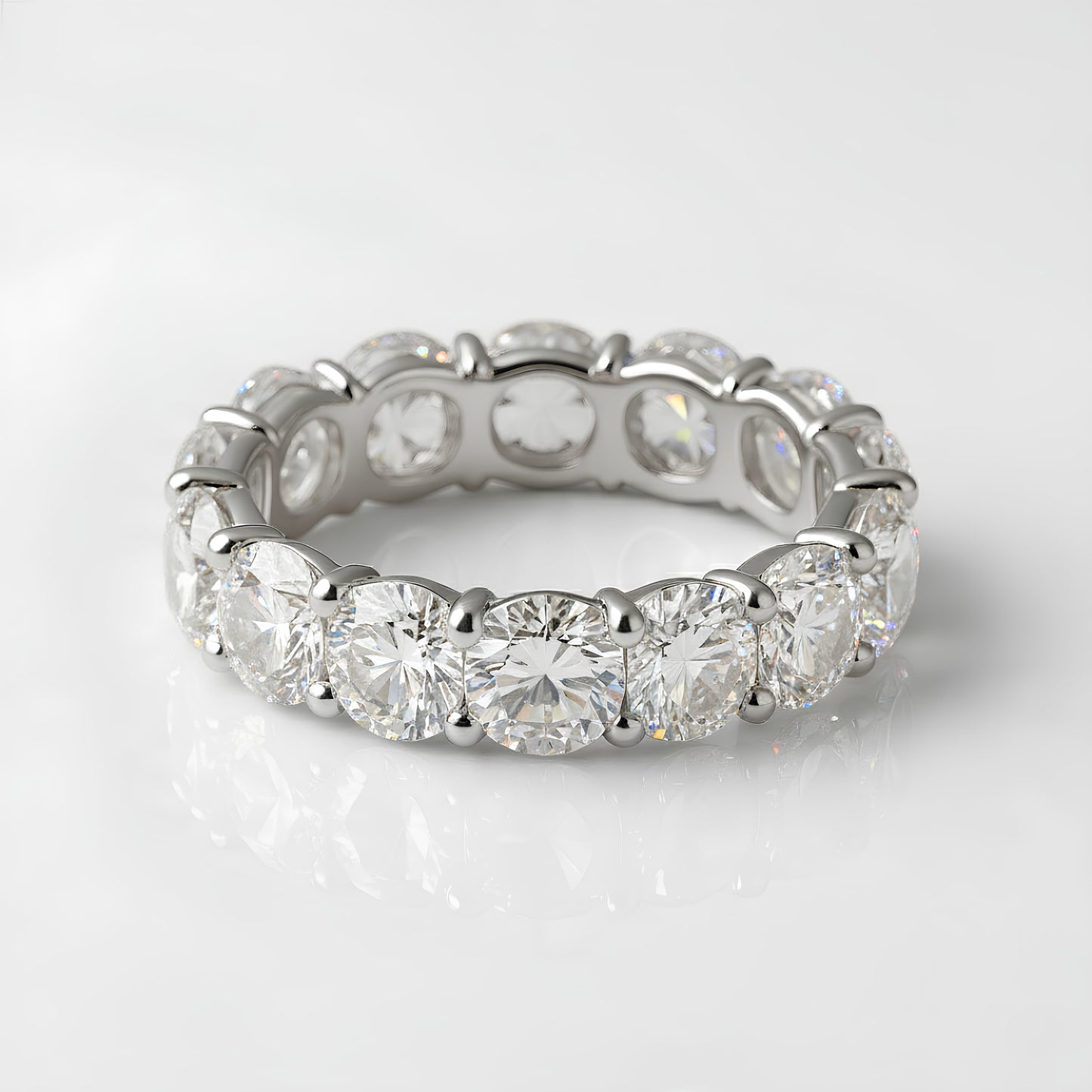 ROUND CUT LAB GROWN DIAMOND ETERNITY RING IN WHITE GOLD (6 CTTW FG/VS2)
