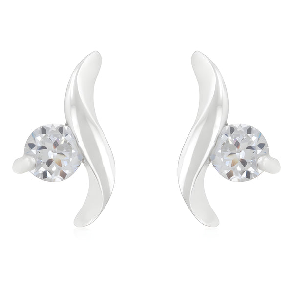 TWISTING SOLITAIRE CUBIC ZIRCONIA EARRINGS