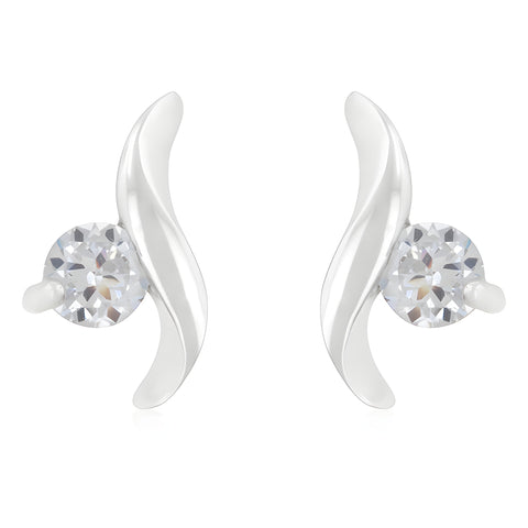 TWISTING SOLITAIRE CUBIC ZIRCONIA EARRINGS