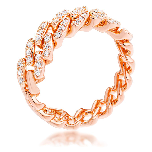 ROSE GOLD CLEAR CZ ROUND CUT FLEXIBLE CHAIN