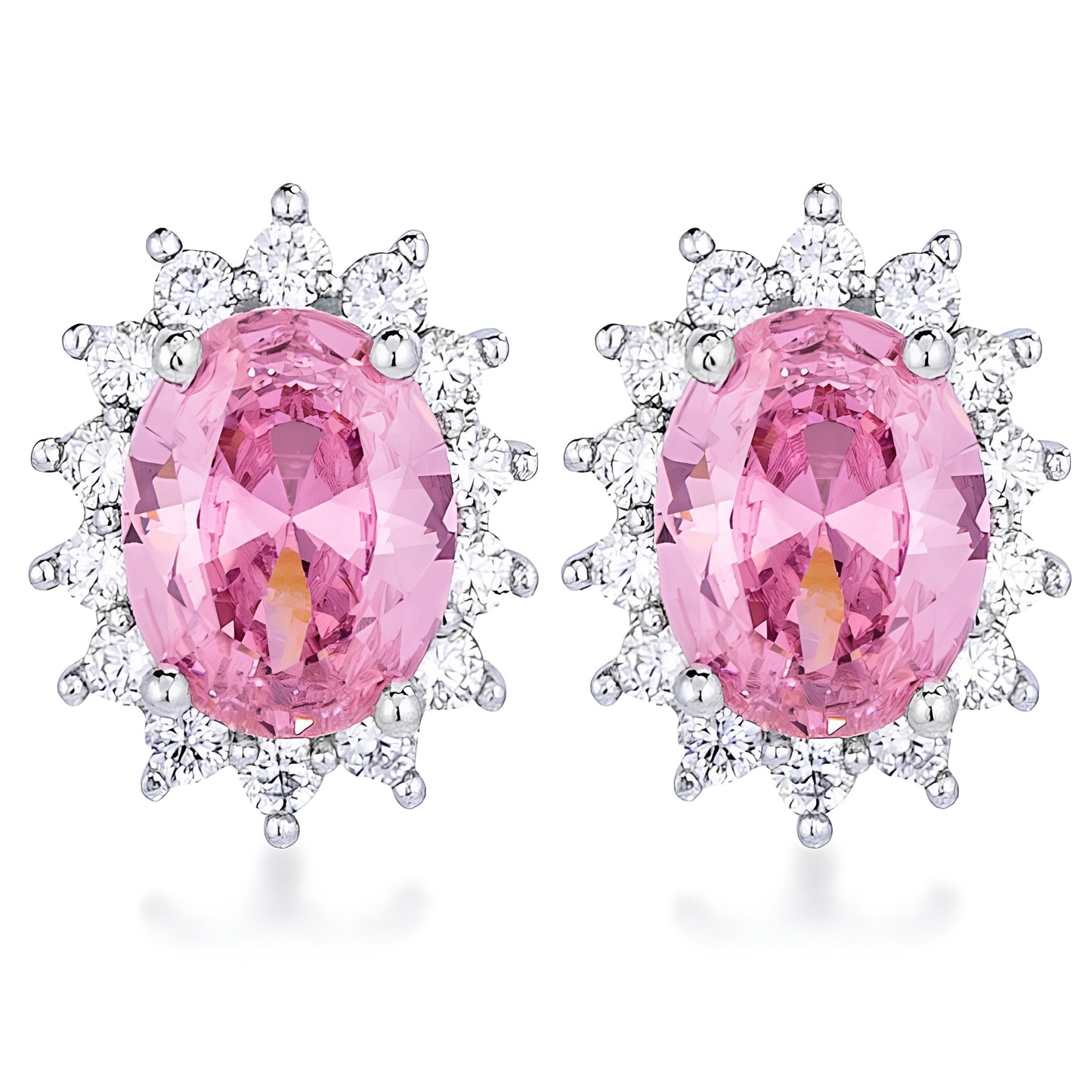 RHODIUM PINK PETITE ROYAL OVAL EARRINGS