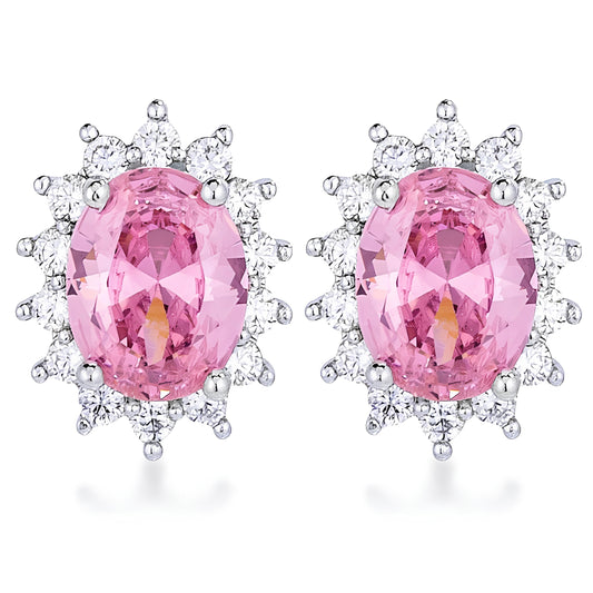 RHODIUM PINK PETITE ROYAL OVAL EARRINGS