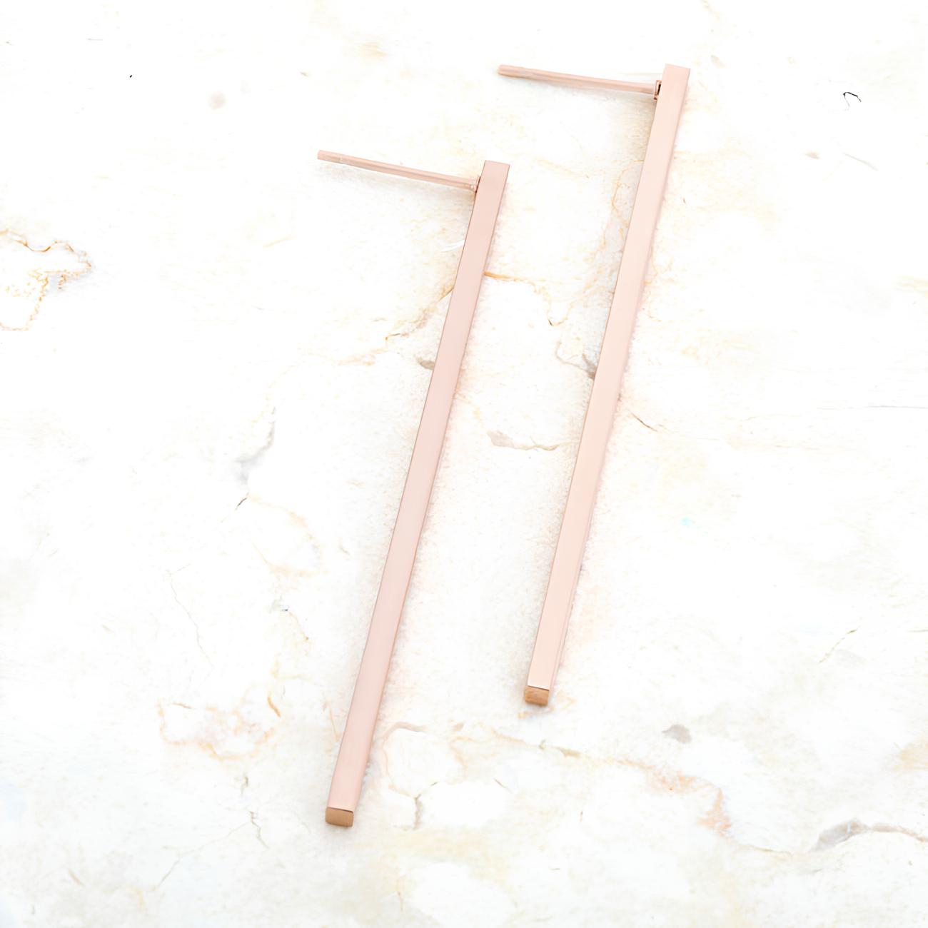 CAROLEE ROSE GOLD LONG LINE DROP EARRINGS