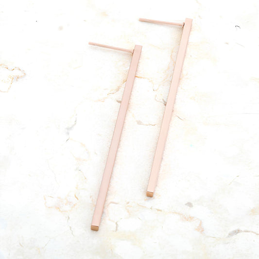 CAROLEE ROSE GOLD LONG LINE DROP EARRINGS