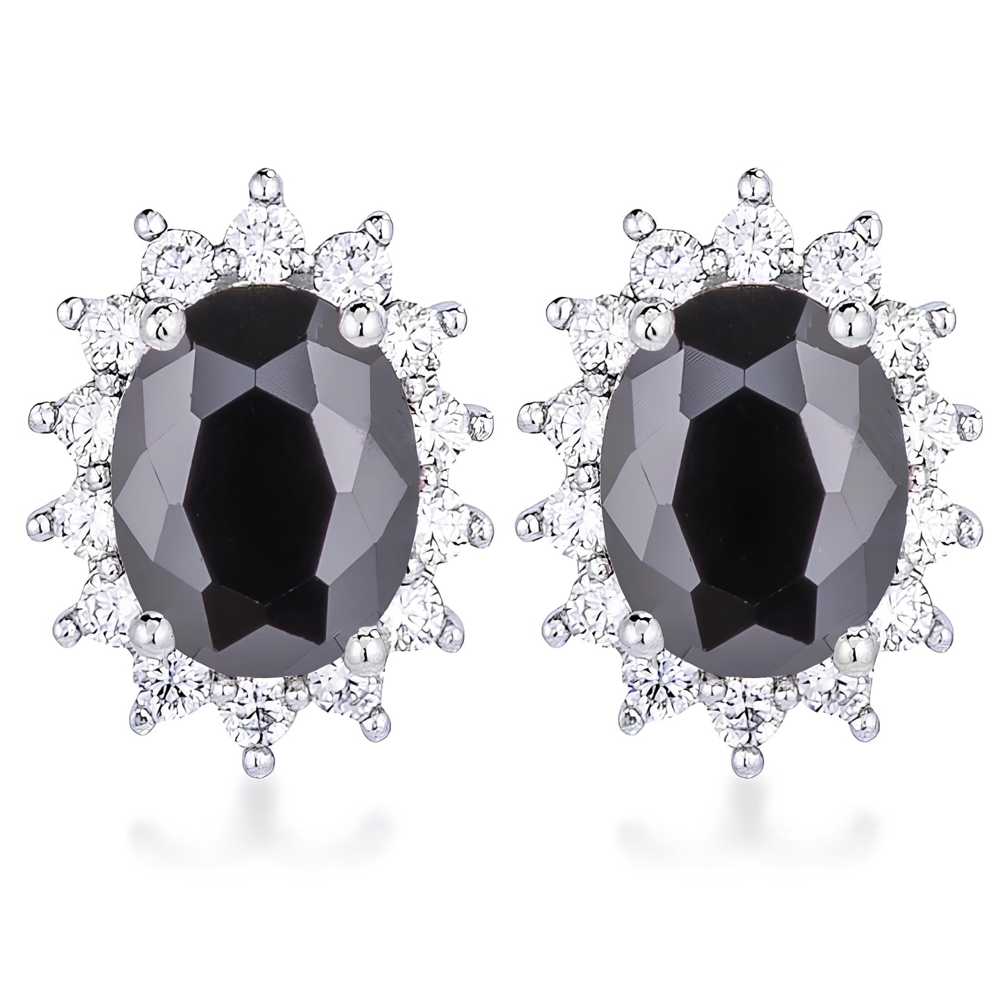 RHODIUM BLACK PETITE ROYAL OVAL EARRINGS