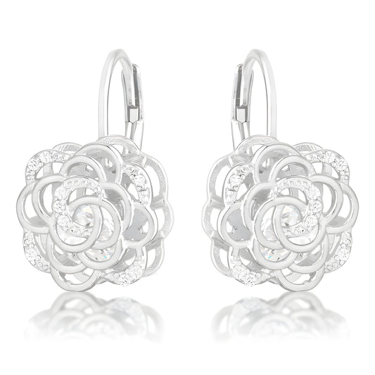 MAYA ROSE 1.5 CT CZ RHODIUM DROP EARRINGS