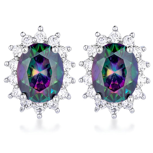 RHODIUM MYSTIC PETITE ROYAL OVAL EARRINGS
