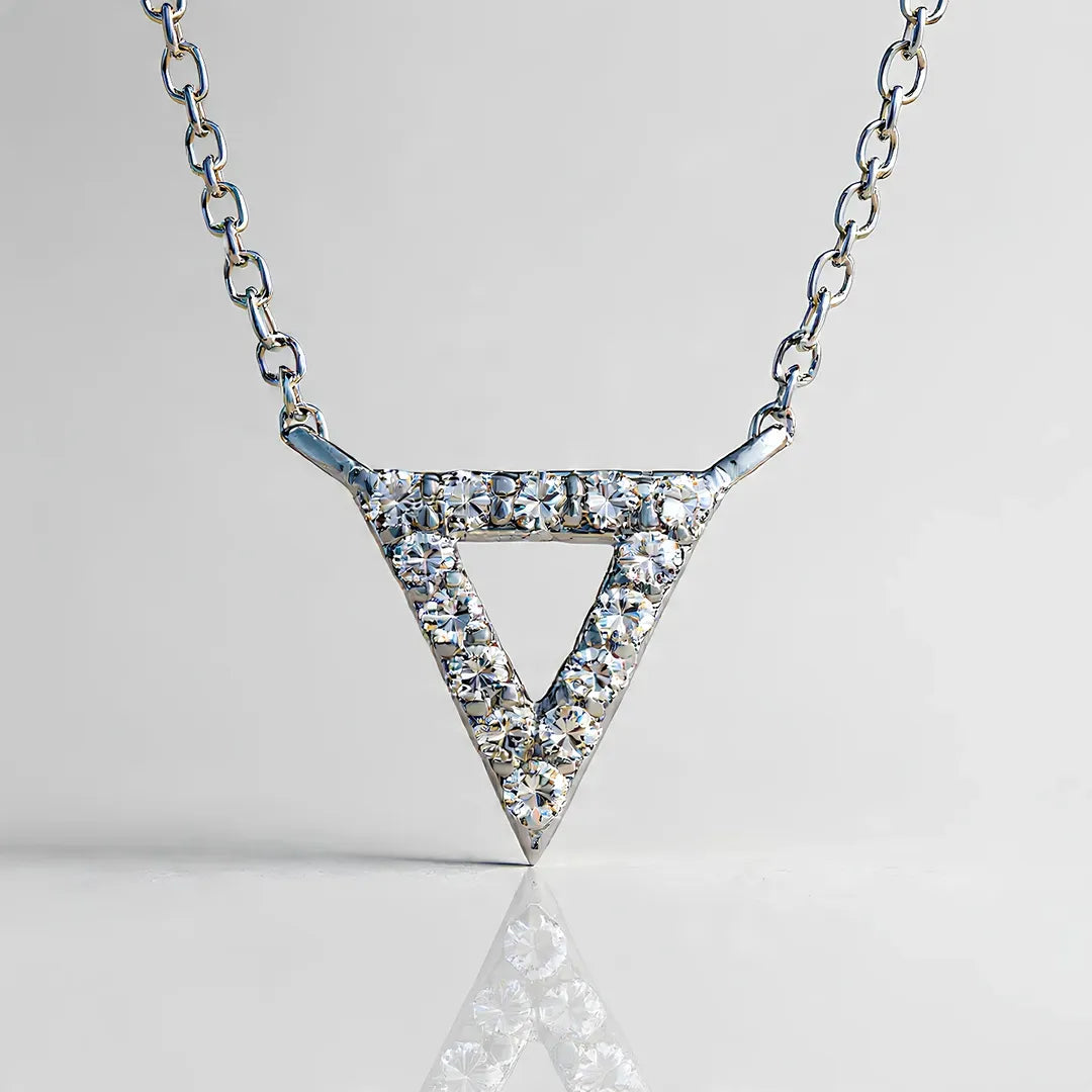 DIAMOND INVERTED TRIANGLE PENDANT IN WHITE GOLD