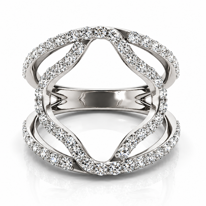 DUAL BAND FLORAL MOTIF DIAMOND EMBELLISHED RING IN WHITE GOLD (5/8 CTTW)