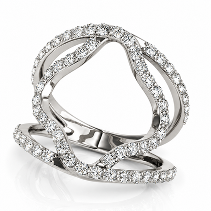 DUAL BAND FLORAL MOTIF DIAMOND EMBELLISHED RING IN WHITE GOLD (5/8 CTTW)